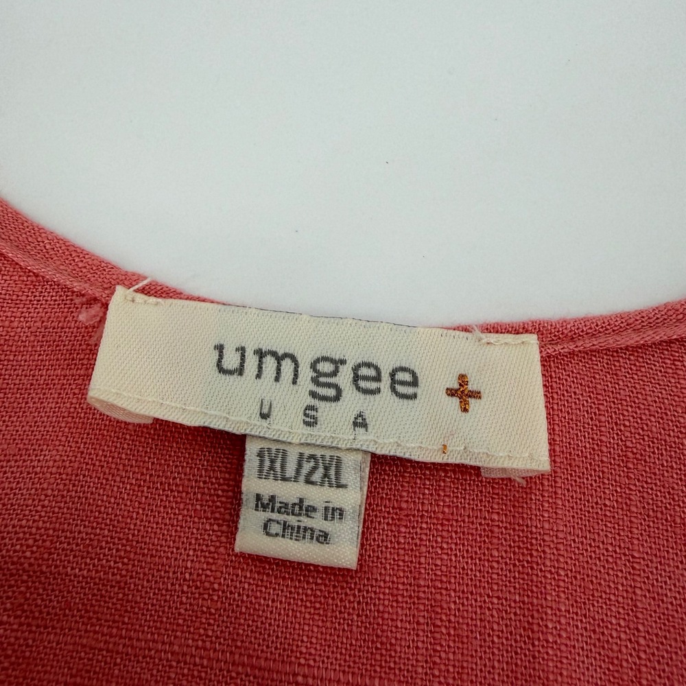 Umgee Womens 1XL/2XL Coral Pink Floral Kimono Cardigan Frayed Fringe Boho Arsty - Picture 3 of 6